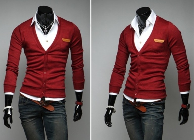 Cardigan Fashion con Cuello en V - Detalle en el Bolsillo - Vino